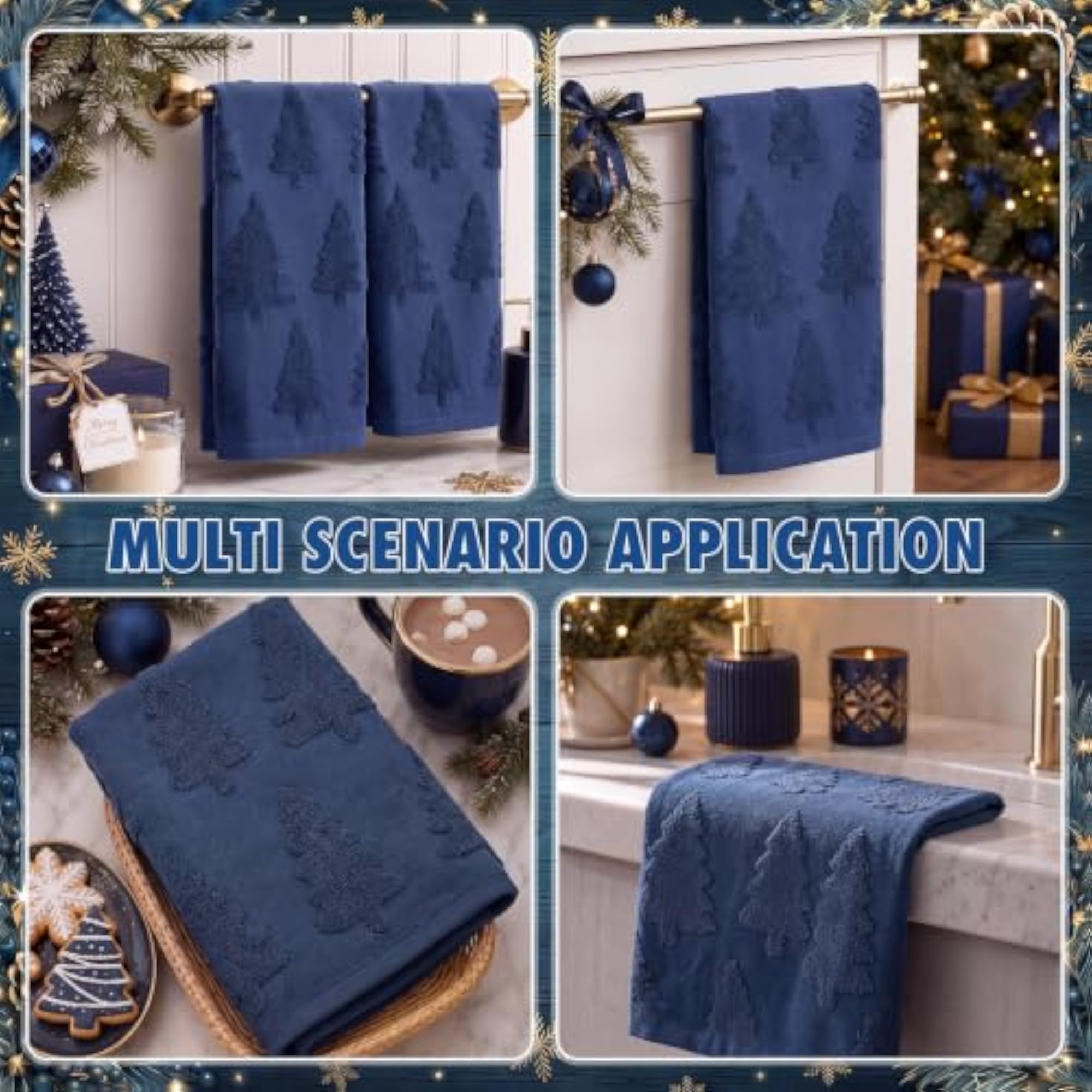 2 Pcs Christmas Hand Towels Set, 100% Cotton